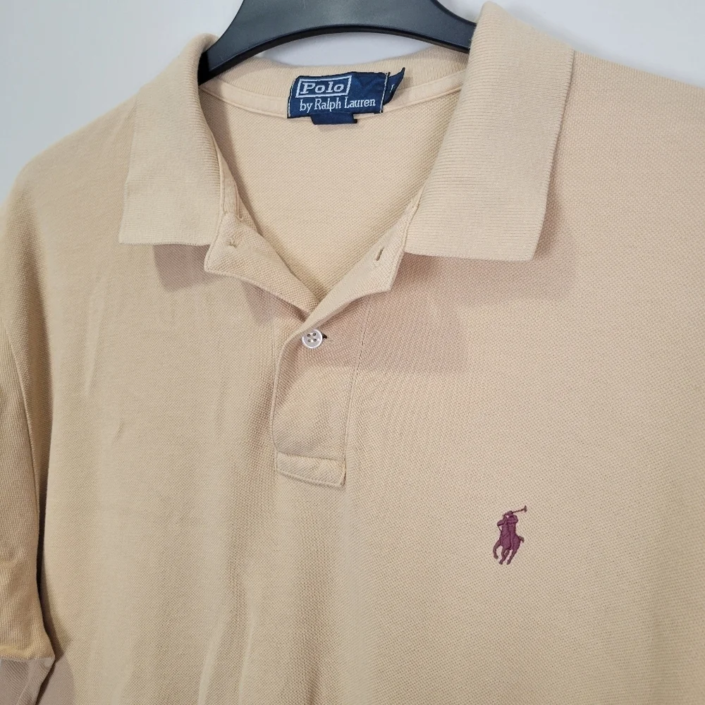 Ralph Lauren Polo Tan Short Sleeve Shirt Pony Logo Men's Large
